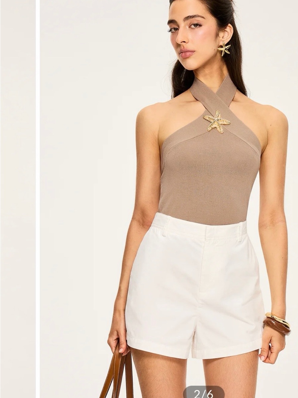 Commense Taupe Cross-Neck Knit Camisole
